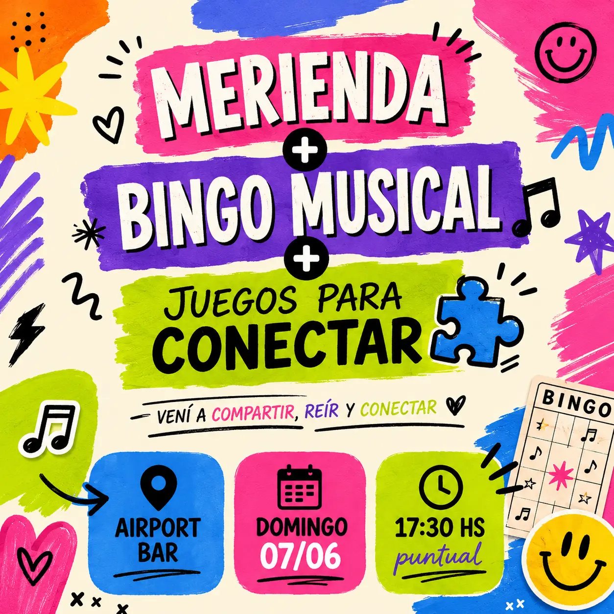 Merienda ➕ Bingo ➕ Juegos x conectar 🧩